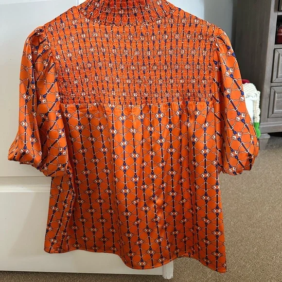 THML Orange Patterned Smocked Blouse - Picture 3 of 3